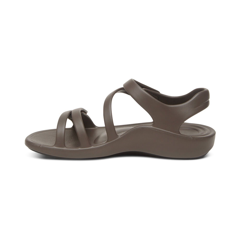 Aetrex Women's Jillian Sport Water-Friendly Sandals - Grey | USA 88GNZ0E